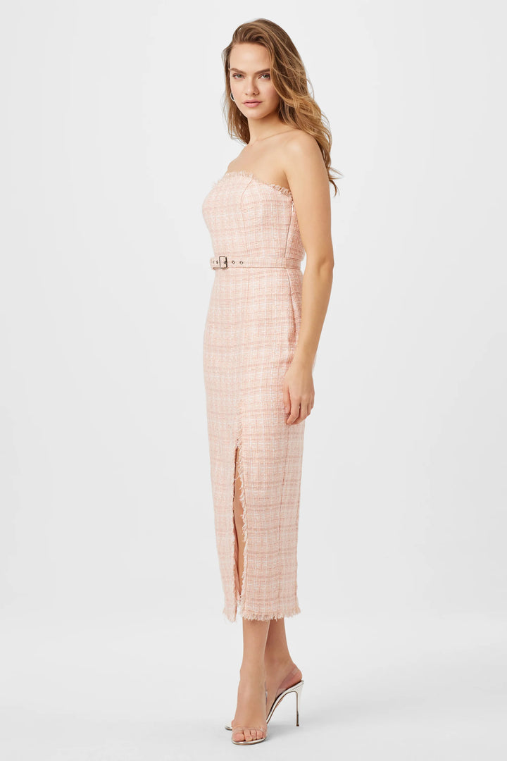 vivian midi dress Vivian Strapless Tweed Midi Dress Pink / 8 / TU5302D033