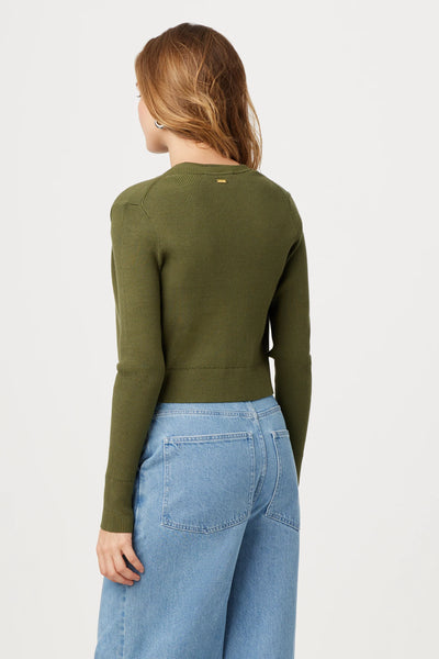 Zoe Classic Cropped Cardigan in Olive