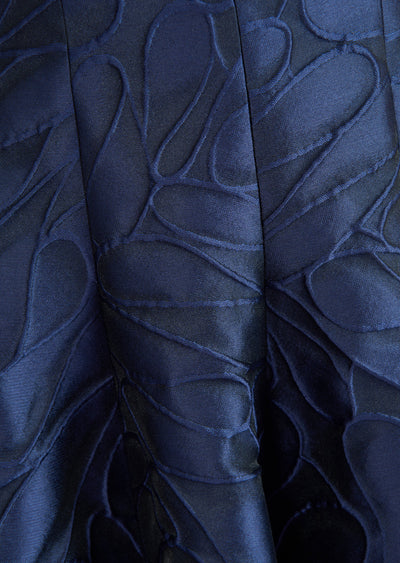 Honeydrop Jacquard Midi Dress in Royal Navy Blue