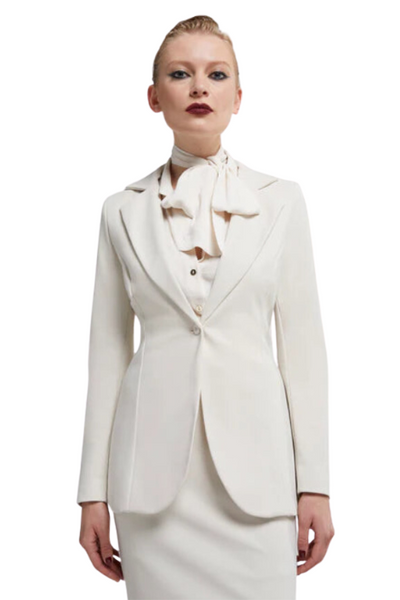 Lua Button Blazer in Winter White