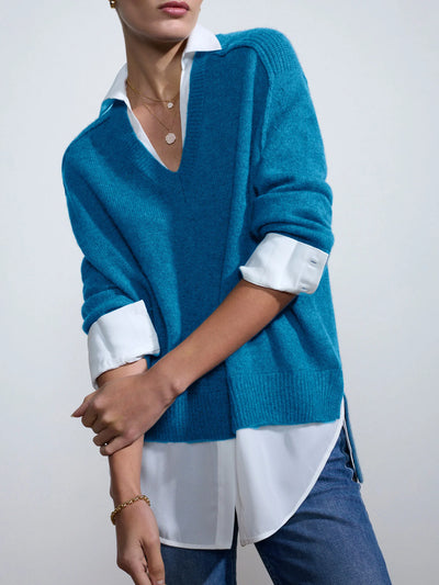 The Looker Layered V-Neck - Laguna Melange