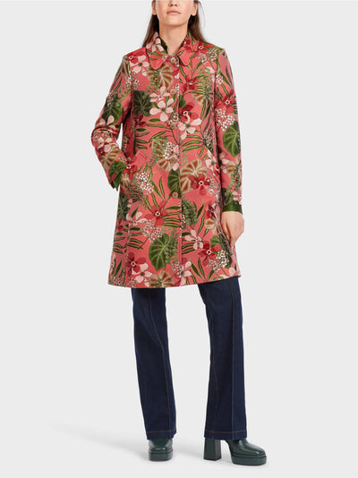 Coat with Floral Design - Red