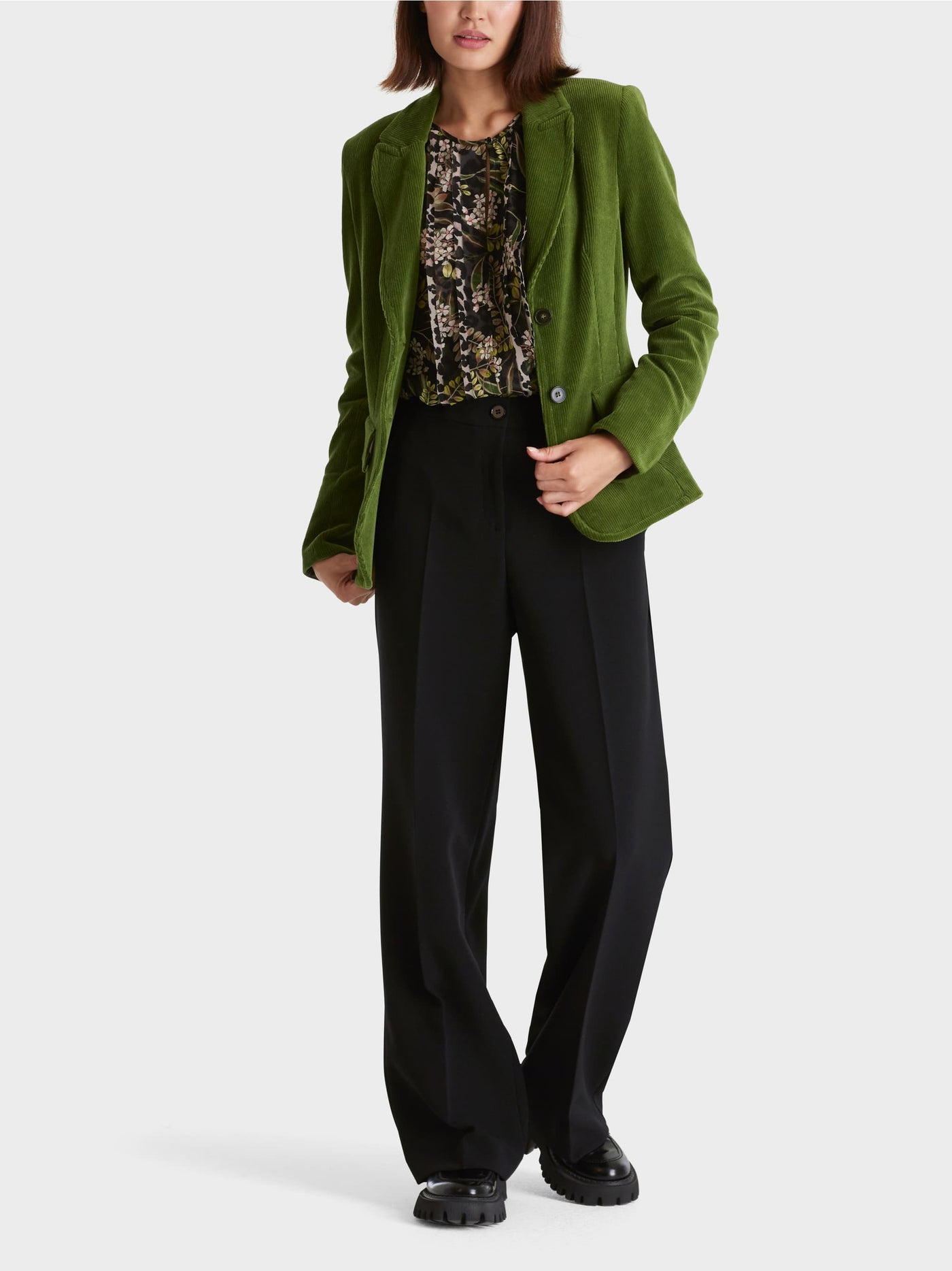 Trendy Corduroy Blazer - Green