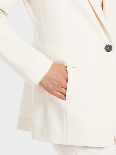 Close Fitting Blazer with Back Slit in Soft Cream