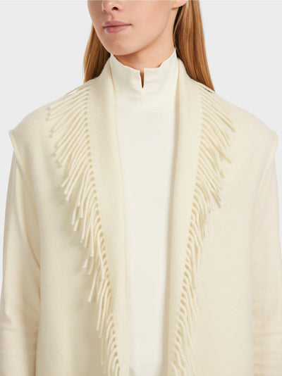 Long Waistcoat with Fringe - Soft Cream