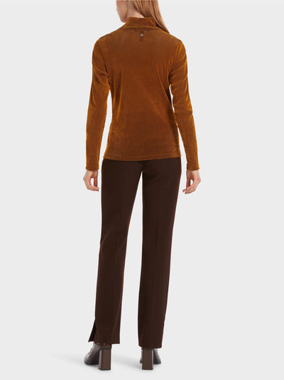 Ribbed Mock Neck T-Shirt - Deep Pumpkin