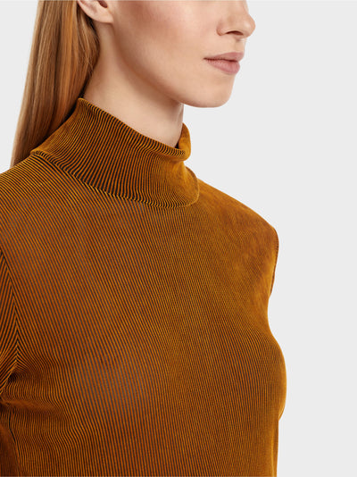 Ribbed Mock Neck T-Shirt - Deep Pumpkin