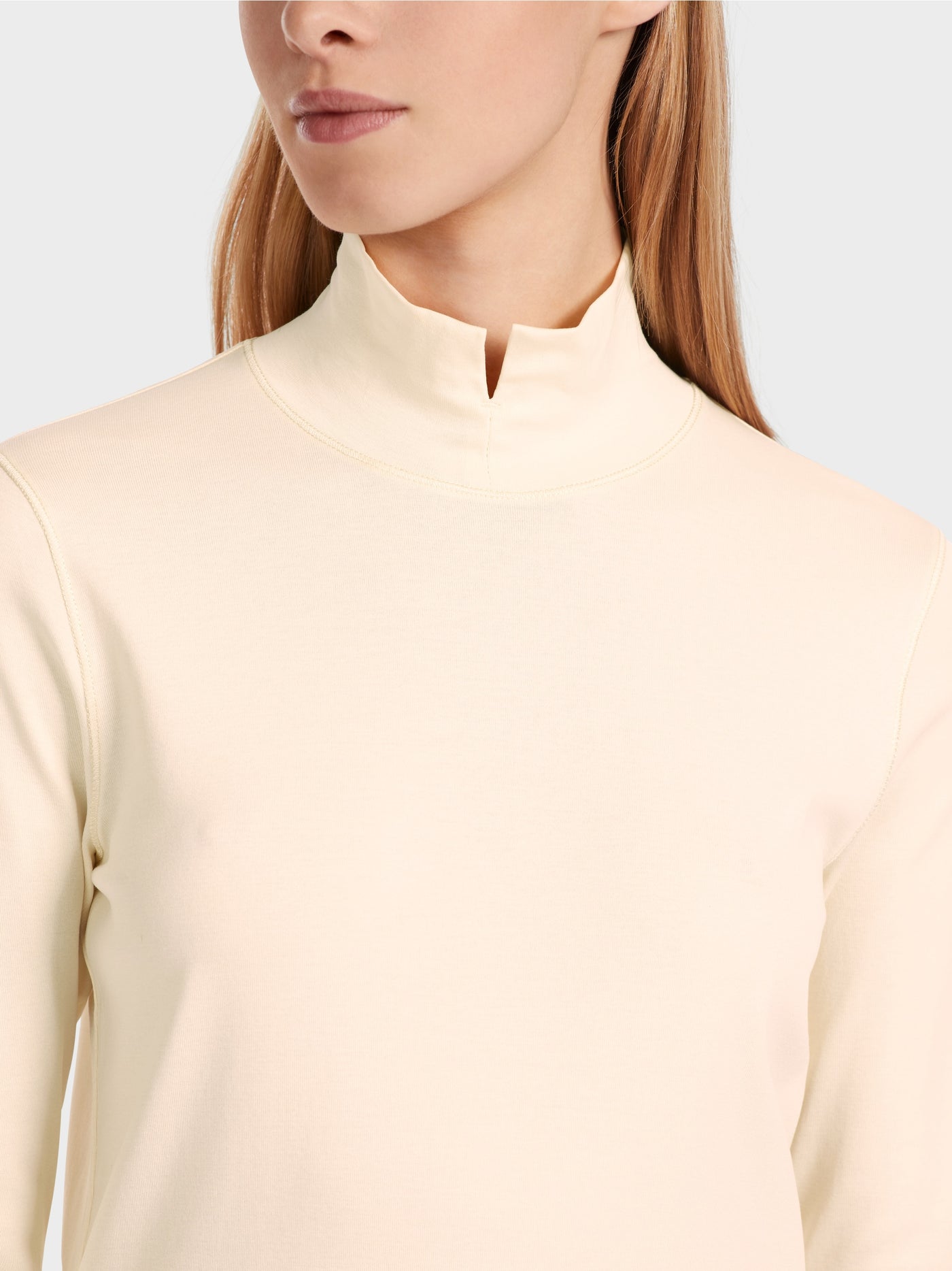 Mock Neck T-Shirt in Soft Cream