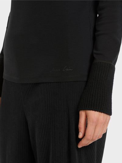 Long Sleeve with Material Mix in Black