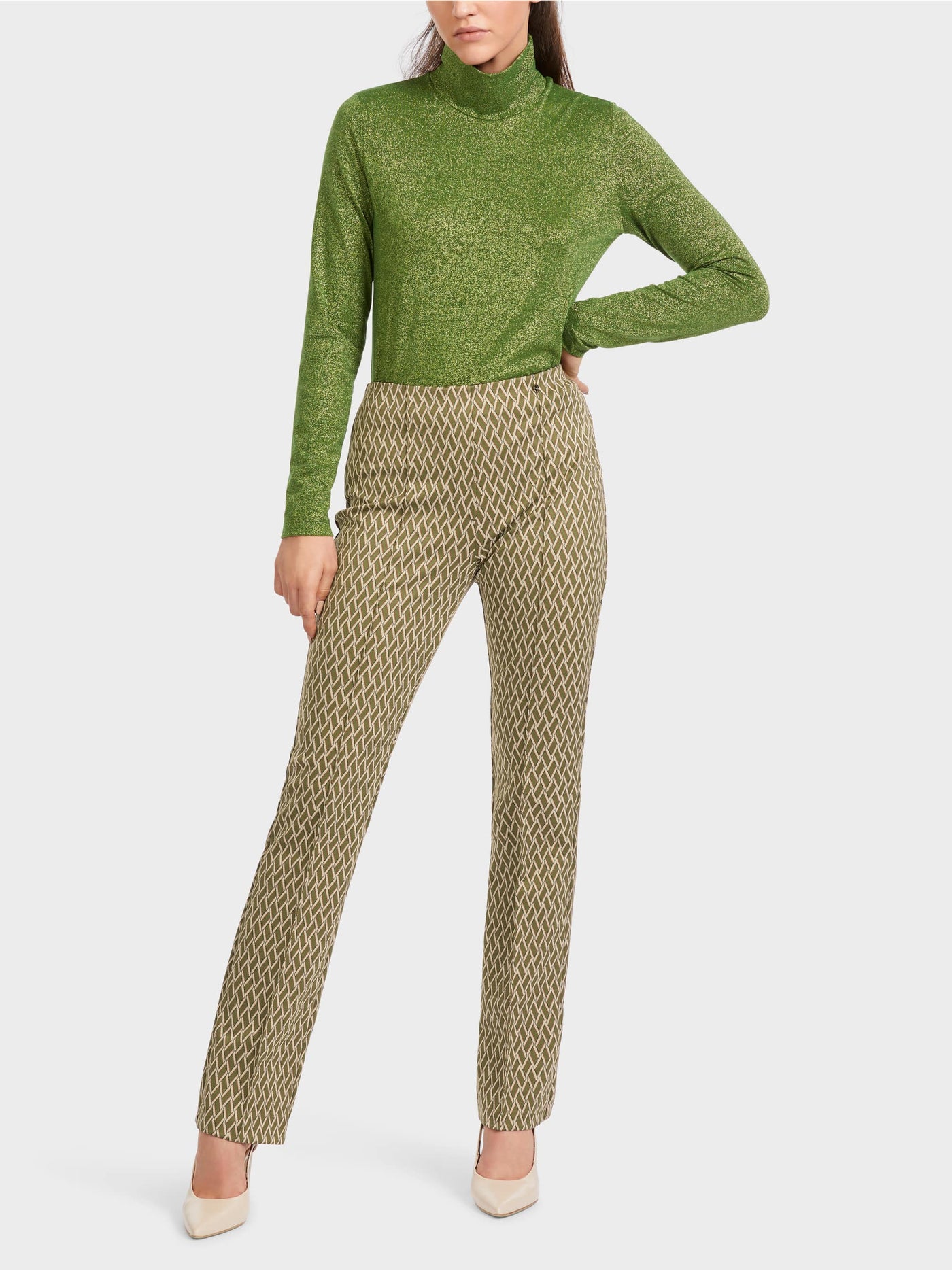 Patterned Frederica Flared Leg Pants - Green