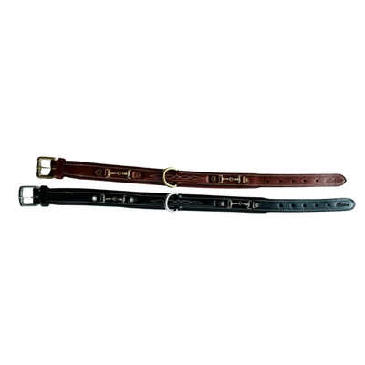 Padded Dog Collar in Full Grain Leather w/ Horse Bits