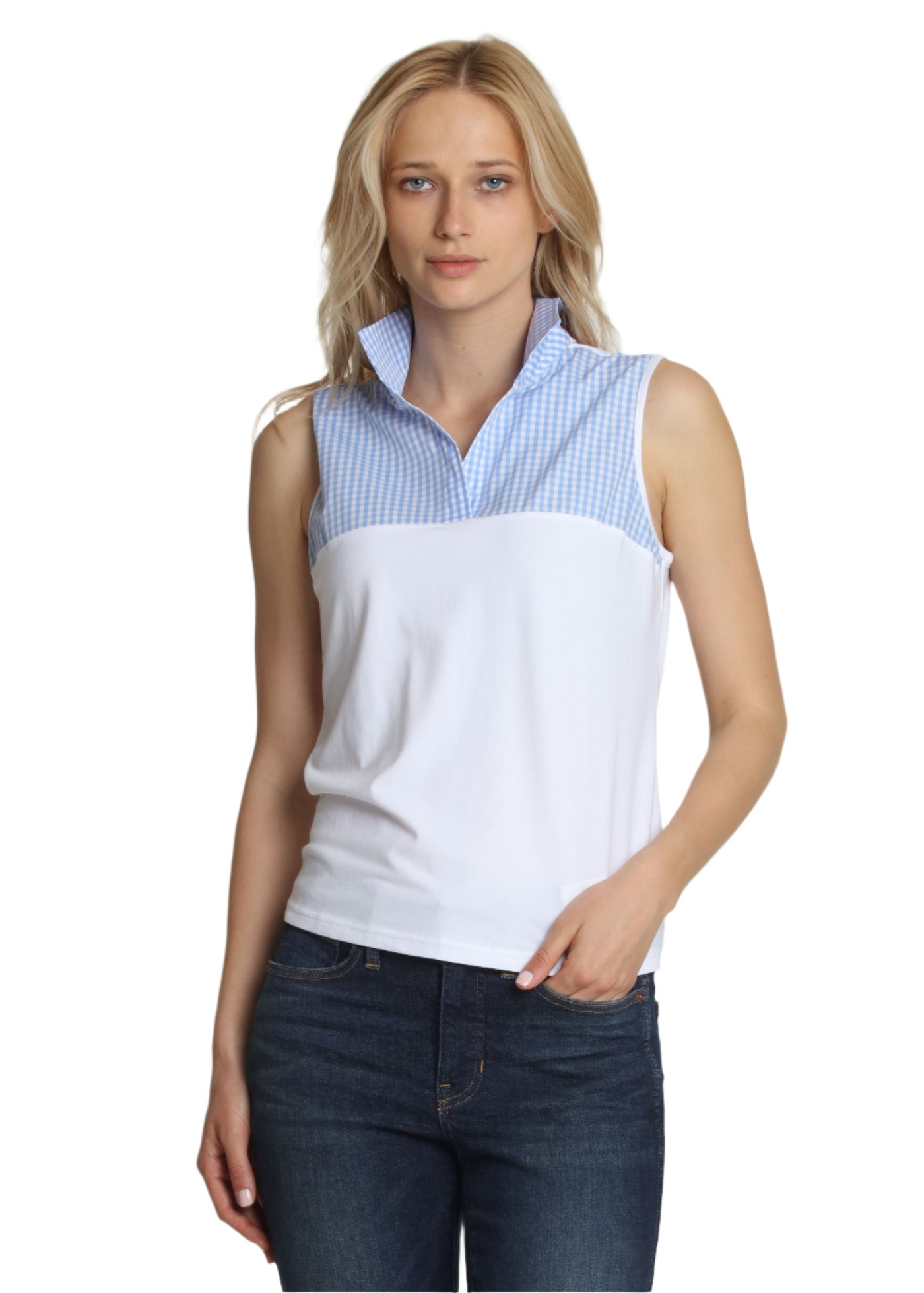 Emma Foundation Layer in Blue/White Gingham