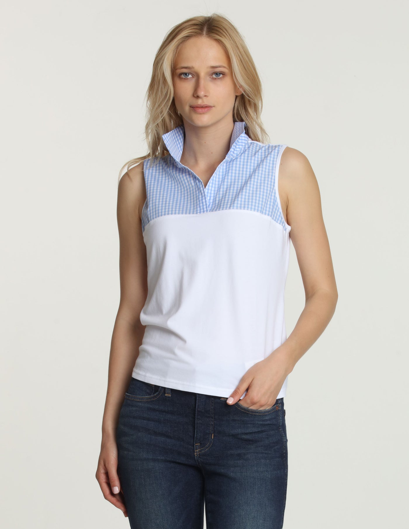 Emma Foundation Layer in Blue/White Gingham