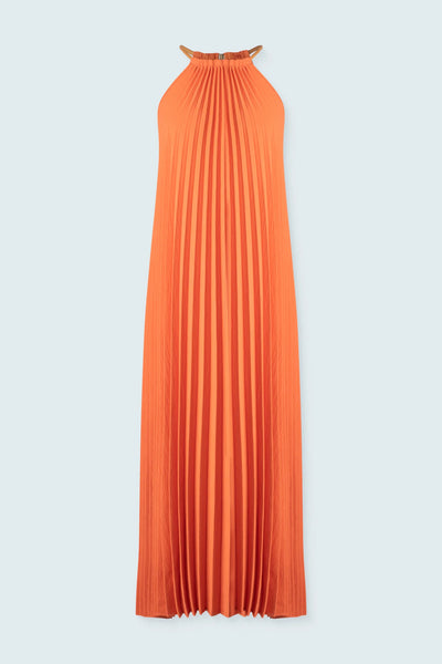 Halter Top Pleated Dress in Paprika