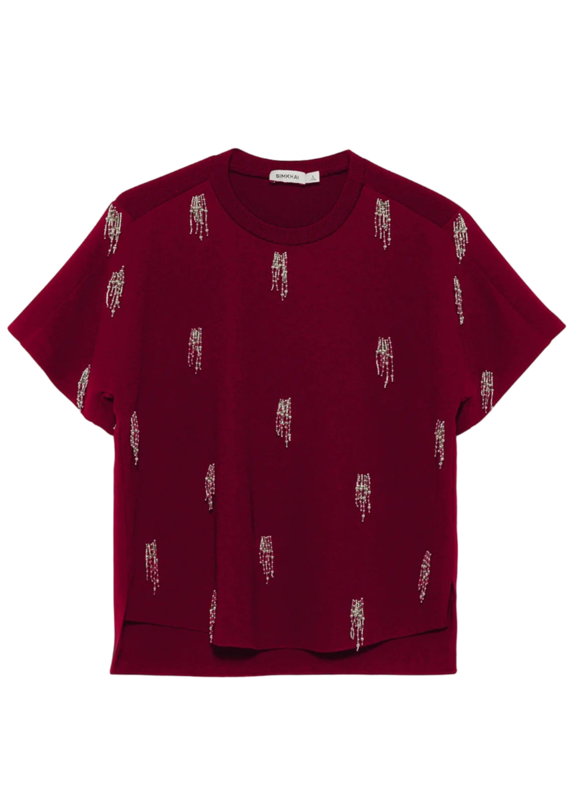 Abelia Embellished Top in Oxblood