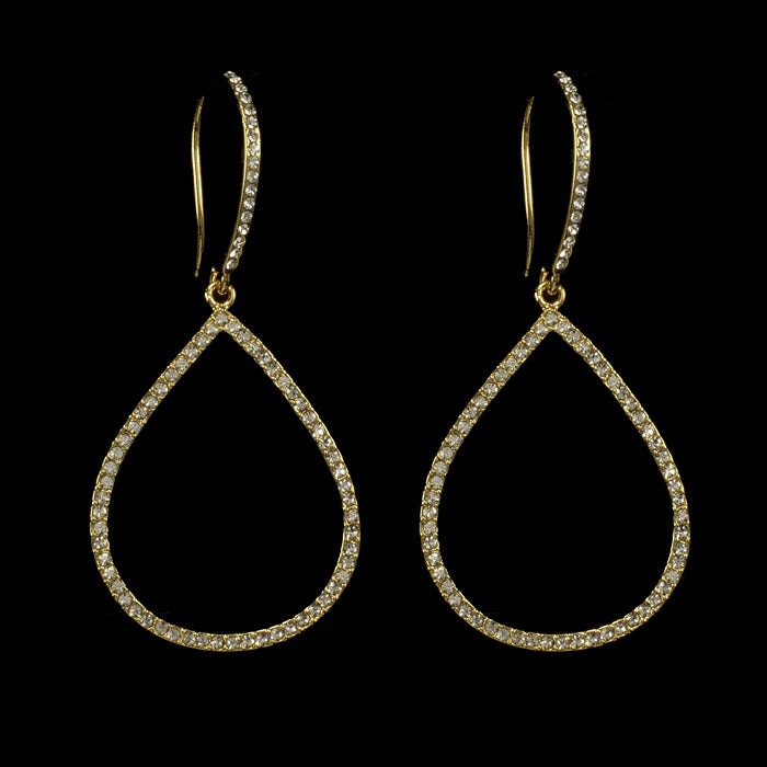 Large Pave Teardrop Hoops - Gold