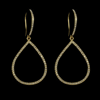 Large Pave Teardrop Hoops - Gold