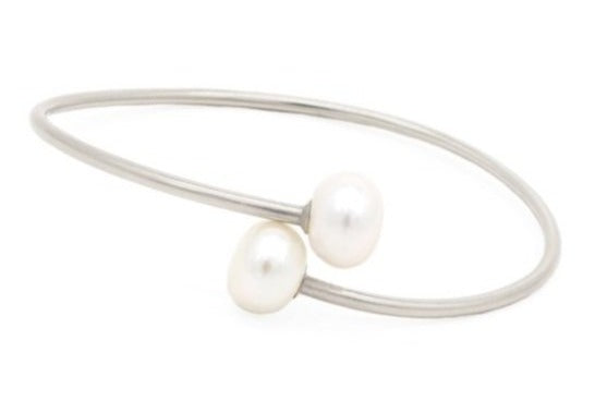 Lantern Cuff Bracelet - Sterling Silver, Freshwater Pearl