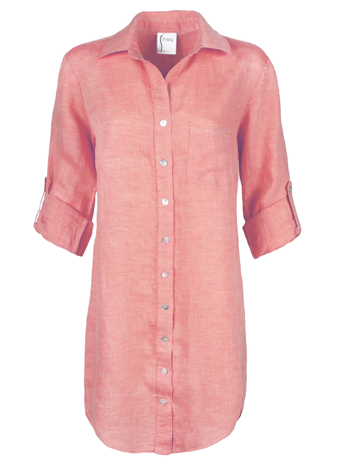 Alex Linen Shirtdress Peachy Rose