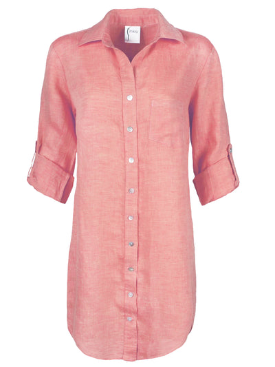 Alex Linen Shirtdress Peachy Rose