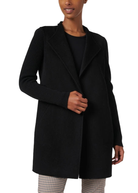 Rib Sleeve Coat in Black