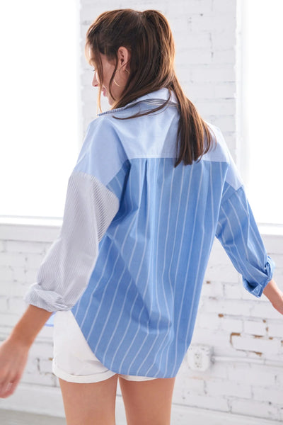 Big Boy Boyfriend Shirt Mix Stripes