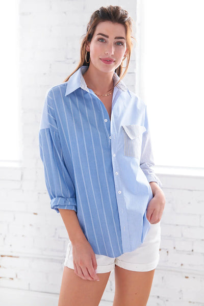 Big Boy Boyfriend Shirt Mix Stripes