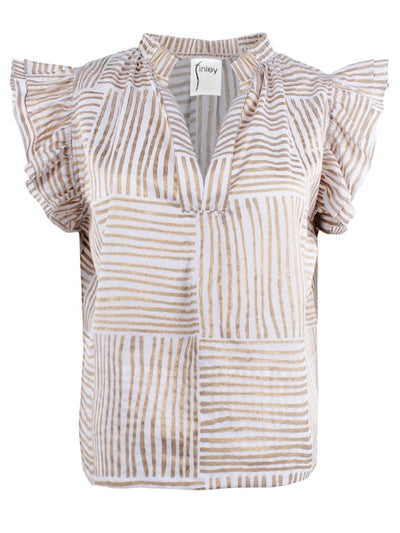 Remy Ruffle Top in Mended Gold Stripe