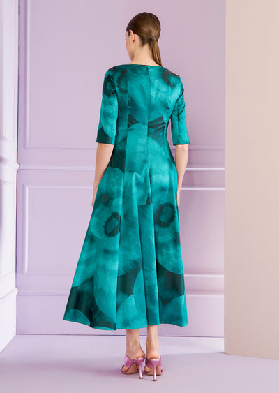Lisianthus Jacquard Midi Dress in Jade Green
