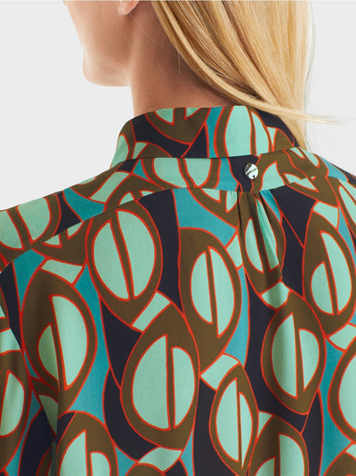 Colorful Patterned Shirt Blouse in Soft Malachite