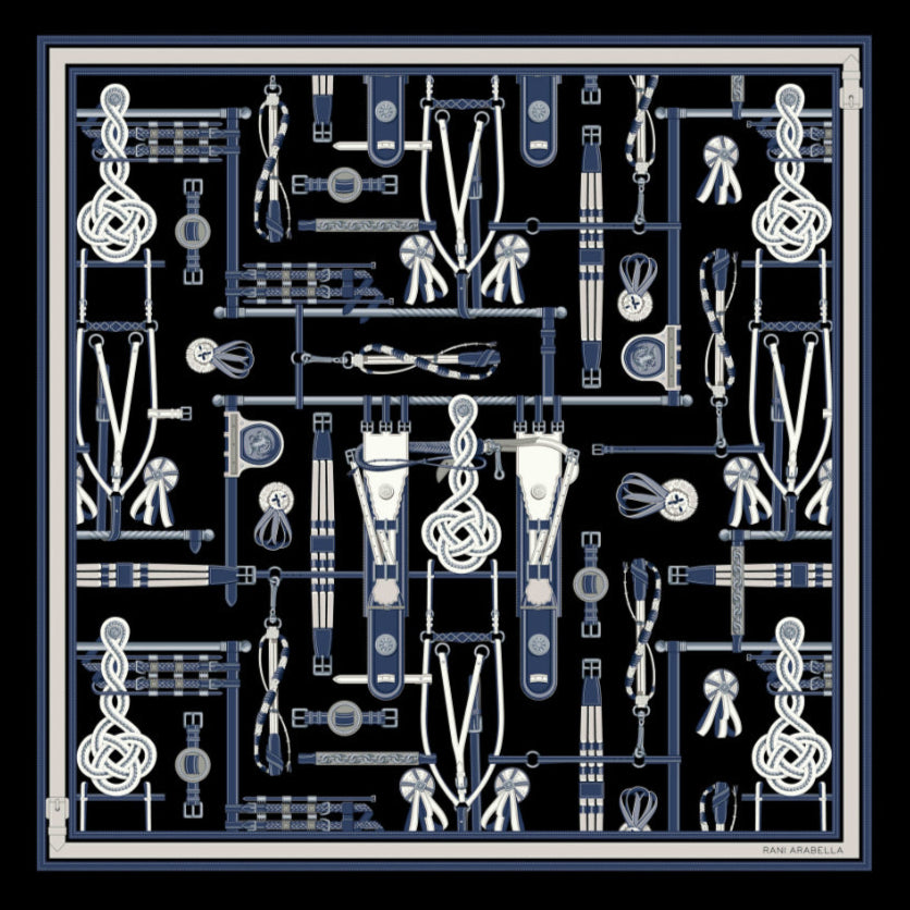 Cashmere Printed Scarf: Bits Black