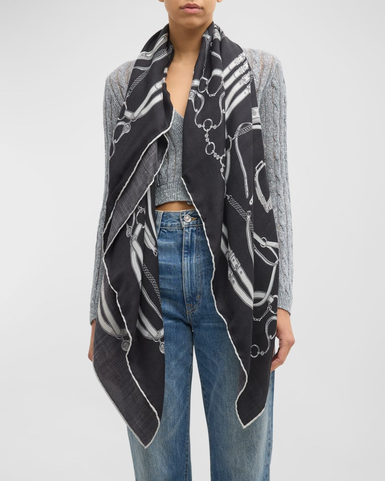 Cashmere Printed Scarf: Lexington Black