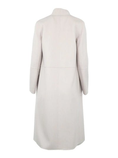 Long Drape Front Coat - Birch