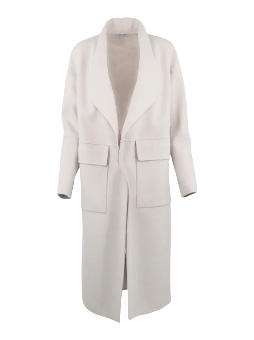 Long Drape Front Coat - Birch