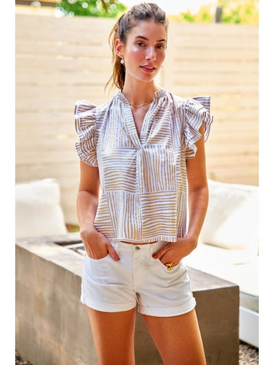 Remy Ruffle Top in Mended Gold Stripe