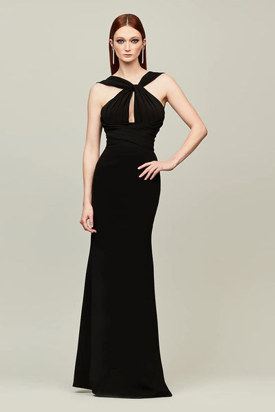 Criss Cross Neck Gown in Black