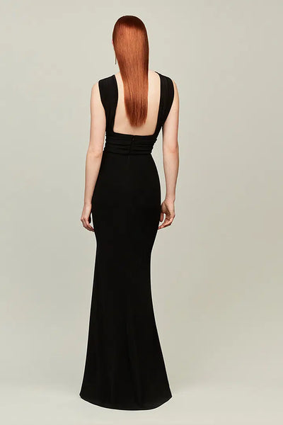 Criss Cross Neck Gown in Black