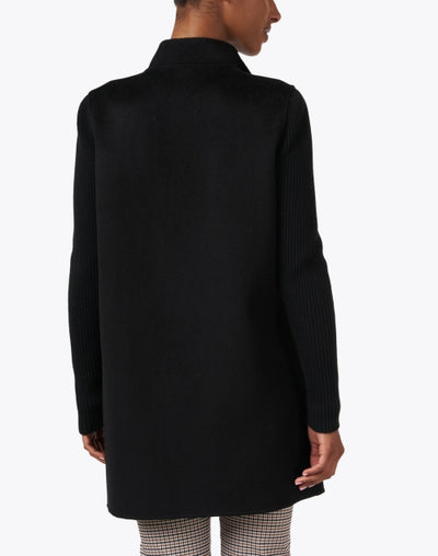 Rib Sleeve Coat in Black