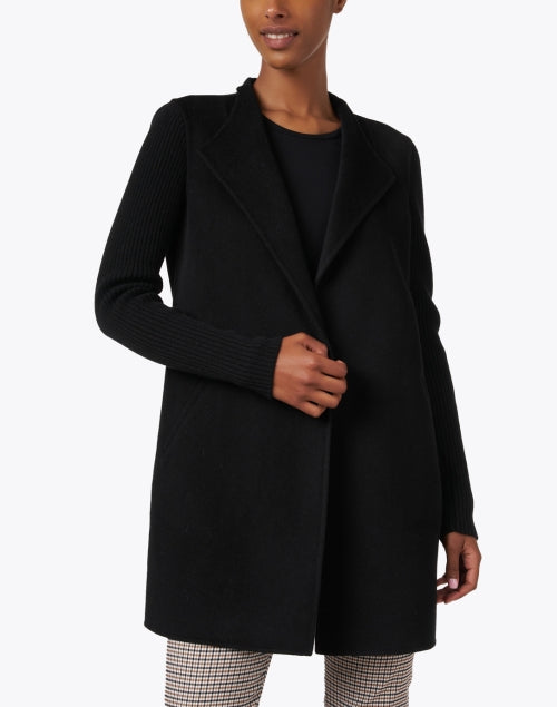 Rib Sleeve Coat in Black