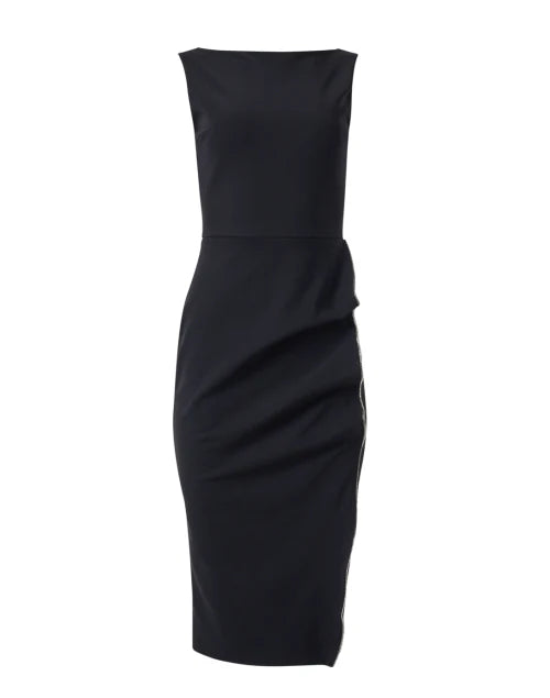 Branka Boat Neck Zipper Dress in Black