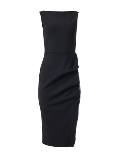 Branka Boat Neck Zipper Dress in Black