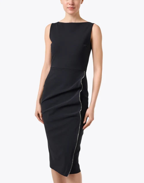 Branka Boat Neck Zipper Dress in Black