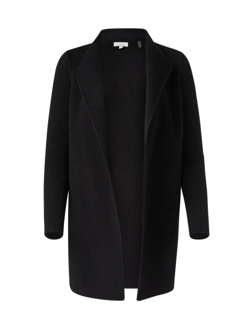 Rib Sleeve Coat in Black