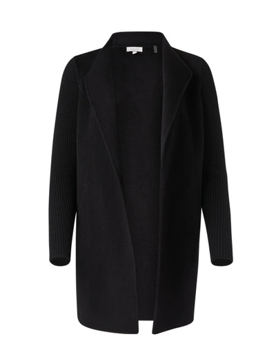 Rib Sleeve Coat in Black