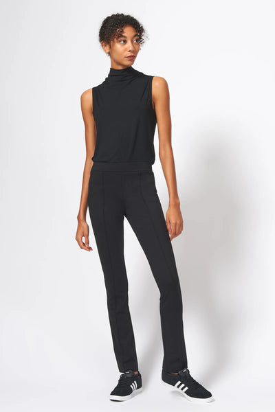 Pintuck Straight Leg Pant - Black