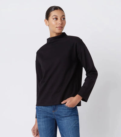 Ethel Mock Funnelneck Top - Black