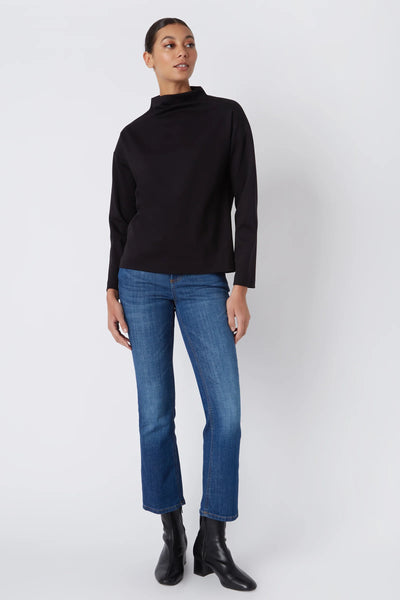 Ethel Mock Funnelneck Top - Black