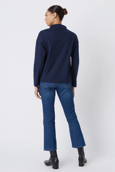 Ethel Mock Funnelneck Top - Navy