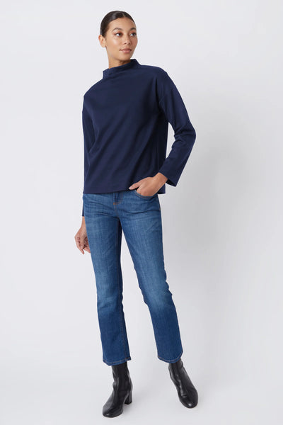 Ethel Mock Funnelneck Top - Navy