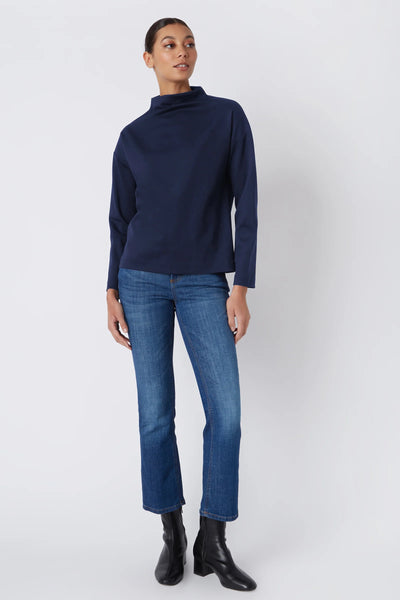 Ethel Mock Funnelneck Top - Navy